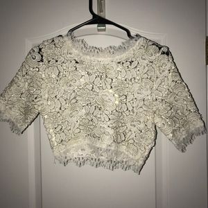 Cream and Gold Lace Crop Top